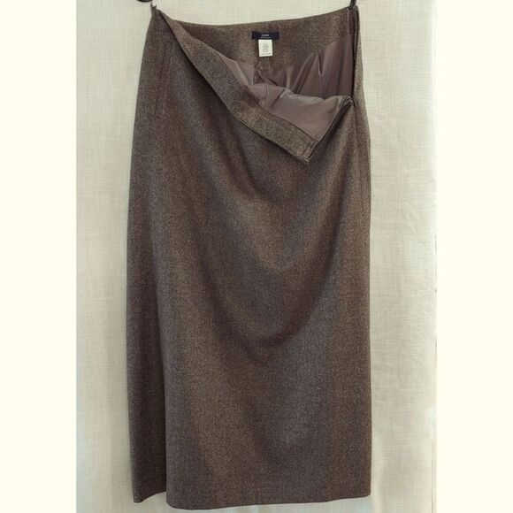 J.Crew Brown Tweed Ankle Length Wool Blend Maxi Pencil Skirt Womens 8 Medium EUC - Picture 3 of 10